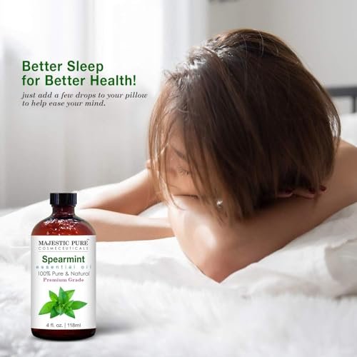 Majestic Pure Spearmint Bio-Öl – 100 % reines und natürliches ätherisches Öl mit Glaspipette, 118 ml, ideal für Diffuser, Aromatherapie, Seifen- und Kerzenherstellung