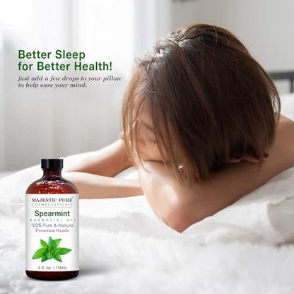 Majestic Pure Spearmint Bio-Öl – 100 % reines und natürliches ätherisches Öl mit Glaspipette, 118 ml, ideal für Diffuser, Aromatherapie, Seifen- und Kerzenherstellung