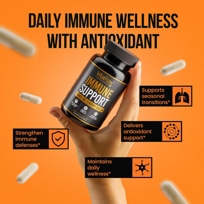 VitaRaw Immunsystem Unterstützung Vitamine – Holunder mit Zink, Vitamin C und Knoblauch für Erwachsene – Sambucus Schwarzer Holunder Kapseln & Echinacea Immunität Erneuerung Komplex