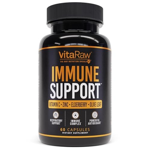 VitaRaw Immunsystem Unterstützung Vitamine – Holunder mit Zink, Vitamin C und Knoblauch für Erwachsene – Sambucus Schwarzer Holunder Kapseln & Echinacea Immunität Erneuerung Komplex