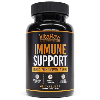 VitaRaw Immunsystem Unterstützung Vitamine – Holunder mit Zink, Vitamin C und Knoblauch für Erwachsene – Sambucus Schwarzer Holunder Kapseln & Echinacea Immunität Erneuerung Komplex
