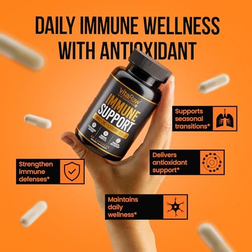 VitaRaw Immunsystem Unterstützung Vitamine – Holunder mit Zink, Vitamin C und Knoblauch für Erwachsene – Sambucus Schwarzer Holunder Kapseln & Echinacea Immunität Erneuerung Komplex