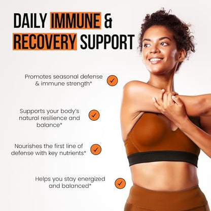VitaRaw Immunsystem Unterstützung Vitamine – Holunder mit Zink, Vitamin C und Knoblauch für Erwachsene – Sambucus Schwarzer Holunder Kapseln & Echinacea Immunität Erneuerung Komplex