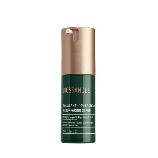 Biossance Squalane + Milchsäure Resurfacing Night Serum – veganes 10% Milchsäure Gesichtsserum für Hauttextur und feine Linien – sanfter Nachtpeeling, feuchtigkeitsspendend – Porenverkleinerer für das Gesicht, 30 ml