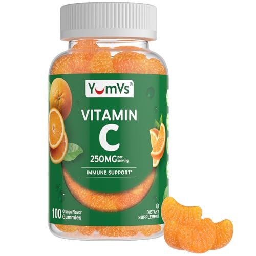 YUM-V'S Vitamin C Gummies für Erwachsene - 250 mg leckere Vitamin C Gummibärchen - Immununterstützung - Orangen-Geschmack - Koscher, Halal, Glutenfrei (100 Stück)