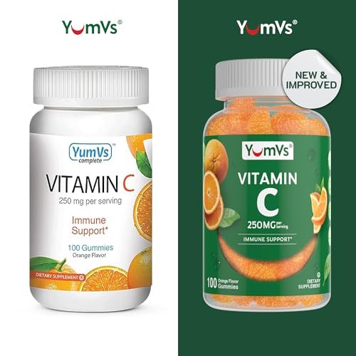 YUM-V'S Vitamin C Gummies für Erwachsene - 250 mg leckere Vitamin C Gummibärchen - Immununterstützung - Orangen-Geschmack - Koscher, Halal, Glutenfrei (100 Stück)