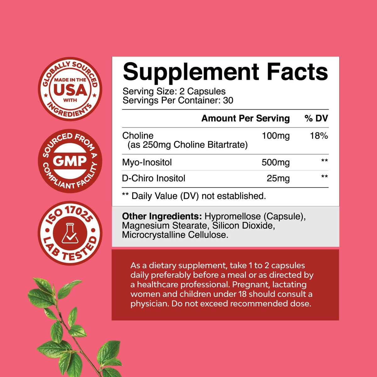 Myo-Inositol & D-Chiro Inositol für Frauen – Hormonbalance, Fruchtbarkeit & Menstruationszyklus – 60 Kapseln