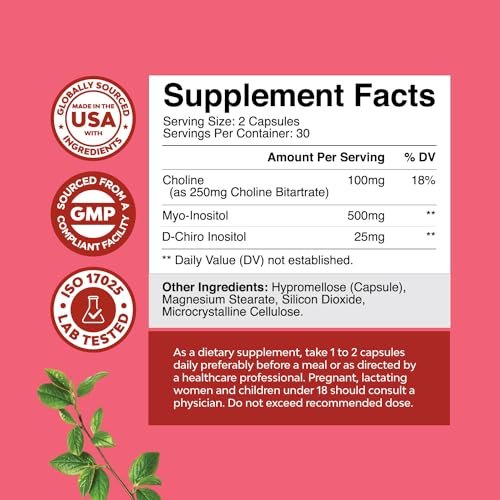 Myo-Inositol & D-Chiro Inositol für Frauen – Hormonbalance, Fruchtbarkeit & Menstruationszyklus – 60 Kapseln