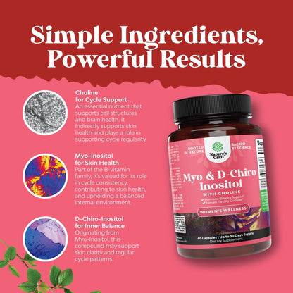 Myo-Inositol & D-Chiro Inositol für Frauen – Hormonbalance, Fruchtbarkeit & Menstruationszyklus – 60 Kapseln