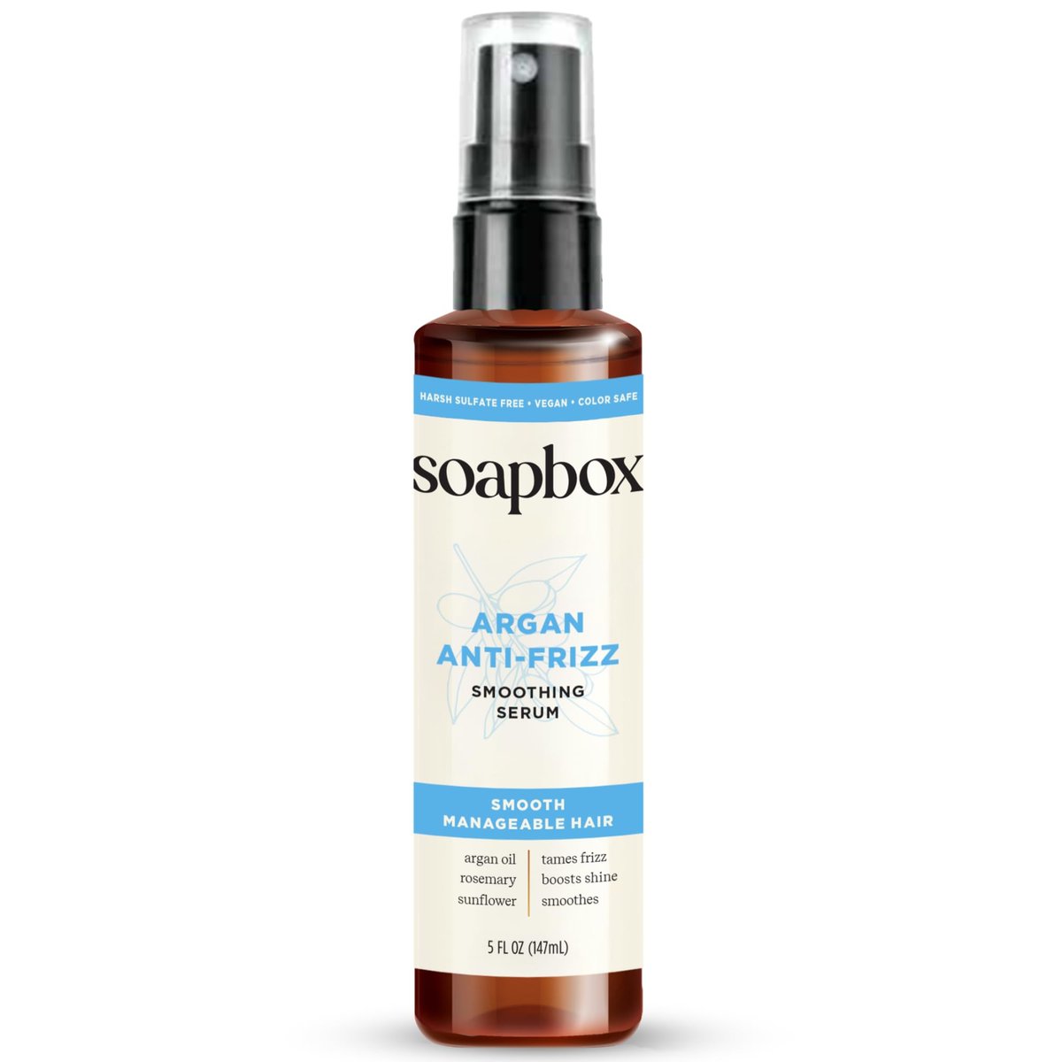 Soapbox Arganöl Glättungsserum – Anti-Frizz Serum für alle Haartypen mit Sheabutter & Vitamin E repariert Schäden und bändigt fliegende Haare – Vegan, tierversuchsfrei und glutenfrei (150 ml)