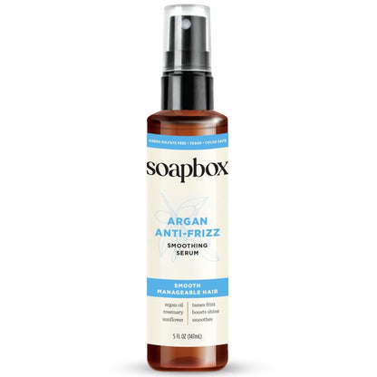 Soapbox Arganöl Glättungsserum – Anti-Frizz Serum für alle Haartypen mit Sheabutter & Vitamin E repariert Schäden und bändigt fliegende Haare – Vegan, tierversuchsfrei und glutenfrei (150 ml)