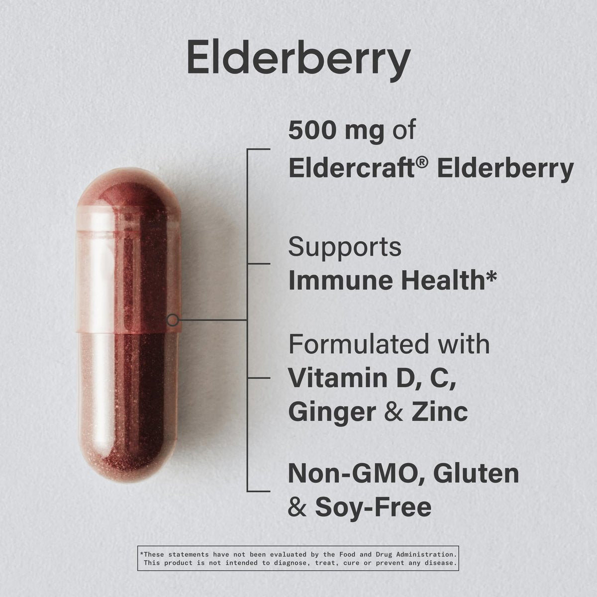 Sports Research® Holunderbeeren Immununterstützung mit Zink, Ingwer, Vitamin C & D3 – Vegan, Nicht-GVO, Glutenfrei – 60 vegane Kapseln