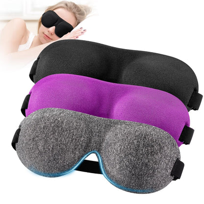 YIVIEW Schlafmaske für Rücken- und Seitenschläfer, 3er-Pack, 100% Lichtblockierung, 3D Augenmaske, Atmungsaktiv, Leicht, Null Druck, Nachtblindflug