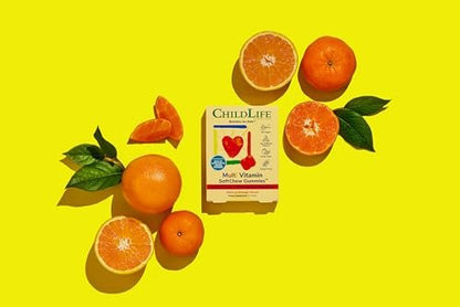 CHILDLIFE ESSENTIALS Multivitamin SoftChew Gummis für Kinder – Zuckerfreie Vitamin-Gummis mit natürlichem Orangen-Geschmack, 27 Stück