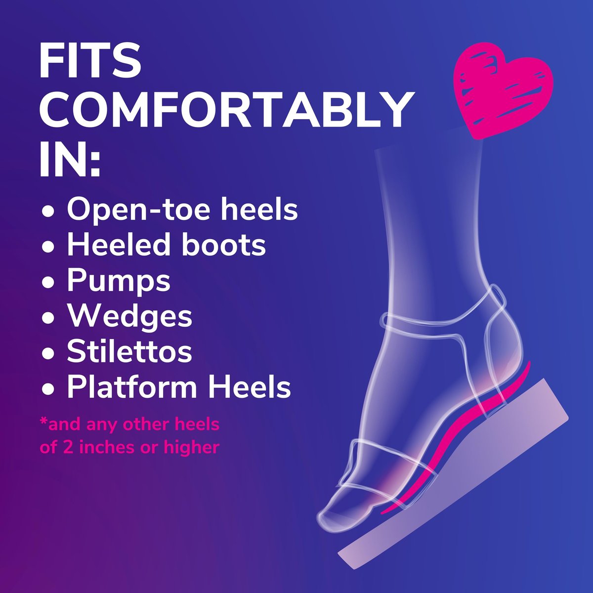 Dr. Scholl's Love Your Heels & Wedges 3/4 Einlegesohlen – Ganztägiger Komfort für High Heels, Stoßdämpfung, Fußgewölbestütze, unsichtbare Einlage, Größe 6-10, 1 Paar