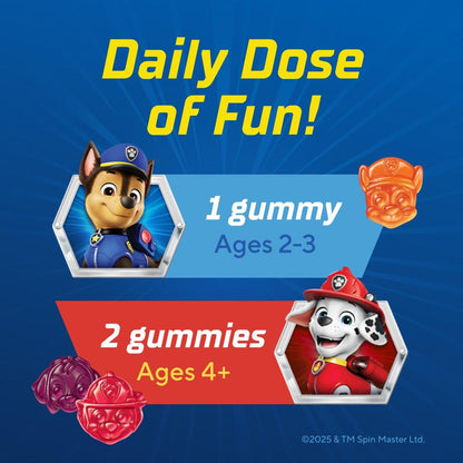 L’il Critters Paw Patrol Gummy Vites – Tägliches Gummivitamin für Kinder mit Vitamin C und D3 zur Immununterstützung, Kirsch-, Orangen- und Blaubeergeschmack, 60 Gummis
