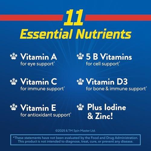 L’il Critters Paw Patrol Gummy Vites – Tägliches Gummivitamin für Kinder mit Vitamin C und D3 zur Immununterstützung, Kirsch-, Orangen- und Blaubeergeschmack, 60 Gummis