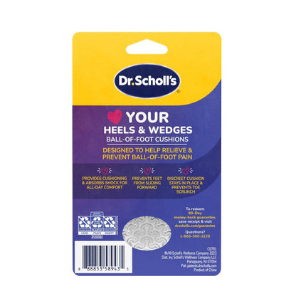 Dr. Scholl's Love Your Heels & Wedges Ball of Foot Cushions für Damen – 1 Paar, Metatarsal-Pads für hohe Absätze, den ganzen Tag Komfort, lindert und verhindert Schuhbeschwerden, verhindert Verrutschen