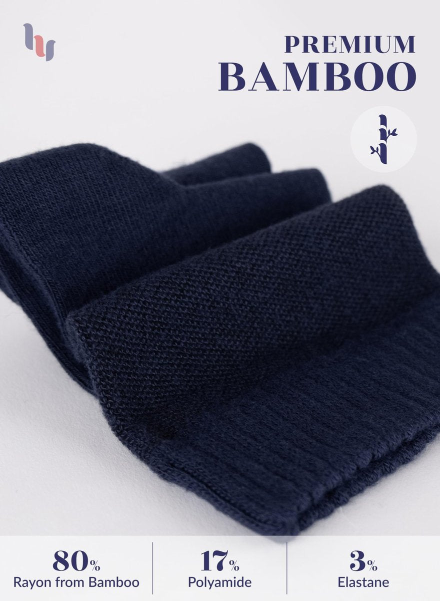 Hugh Ugoli Diabetikersocken für Herren, lockerer Knöchelsocken aus Rayon, extra weit, dünn, nahtlose Zehenpartie und nicht einschnürendes Bündchen, 4 Paar, Marineblau, Schuhgröße: 11-13