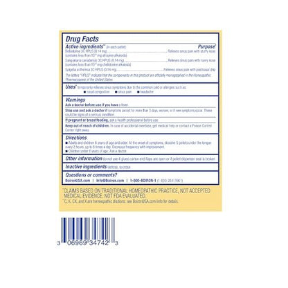 Boiron SinusCalm Pellets für Nasennebenhöhlenschmerz, laufende Nase, Verstopfung, Druckgefühl, Kopfschmerzen – 2 Packungen (160 Pellets)