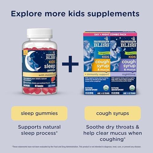 Mommy's Bliss Kids Sleep Liquid mit Melatonin & beruhigenden Kräutern | Melatonin für Kinder ab 3 Jahren | Traubengeschmack | Zuckerfrei | 118 ml (60 Portionen)
