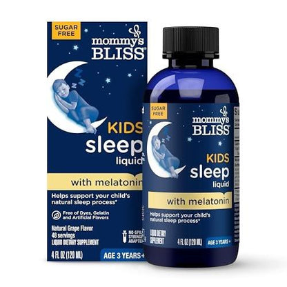 Mommy's Bliss Kids Sleep Liquid mit Melatonin & beruhigenden Kräutern | Melatonin für Kinder ab 3 Jahren | Traubengeschmack | Zuckerfrei | 118 ml (60 Portionen)