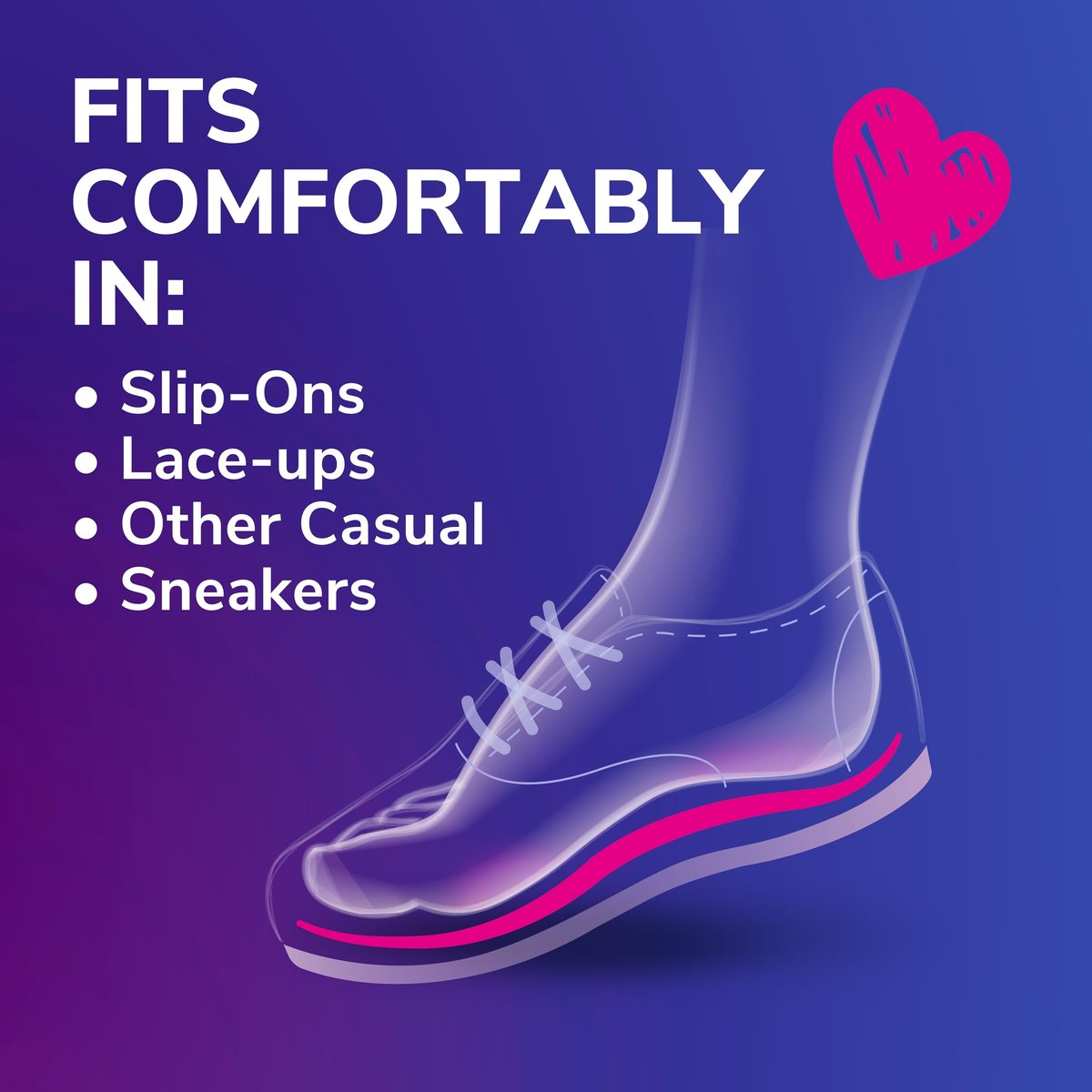 Dr. Scholl's® Love Your Sneakers Einlegesohlen für Sneaker – Volle Länge, dämpfender Komfort und Fußgewölbestütze für Slip-on und High Top Sneaker, Damen Größe 6-10, 1 Paar