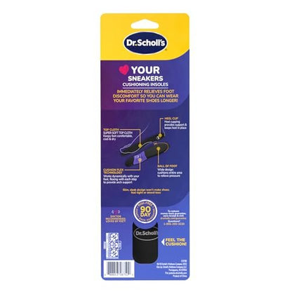 Dr. Scholl's® Love Your Sneakers Einlegesohlen für Sneaker – Volle Länge, dämpfender Komfort und Fußgewölbestütze für Slip-on und High Top Sneaker, Damen Größe 6-10, 1 Paar