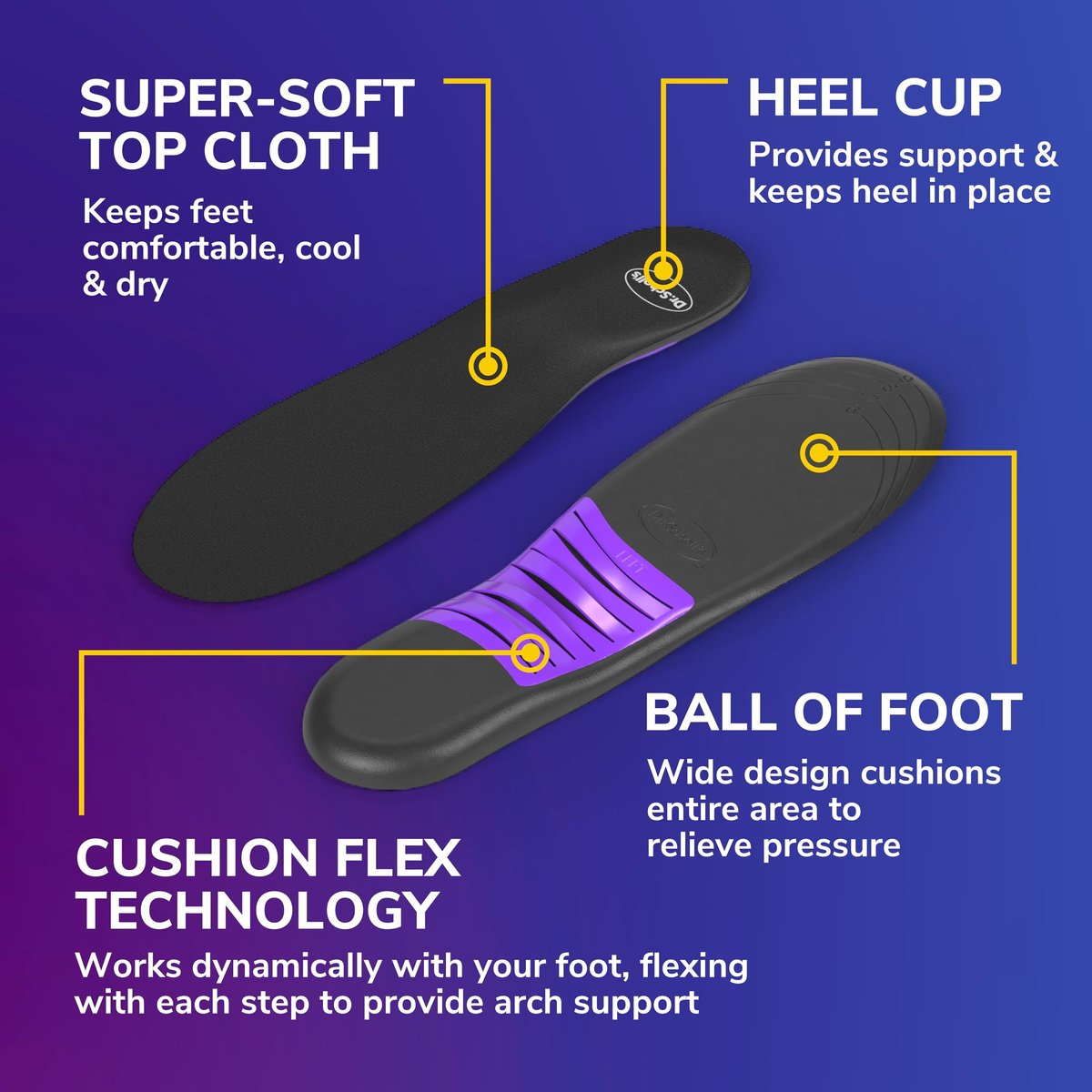 Dr. Scholl's® Love Your Sneakers Einlegesohlen für Sneaker – Volle Länge, dämpfender Komfort und Fußgewölbestütze für Slip-on und High Top Sneaker, Damen Größe 6-10, 1 Paar