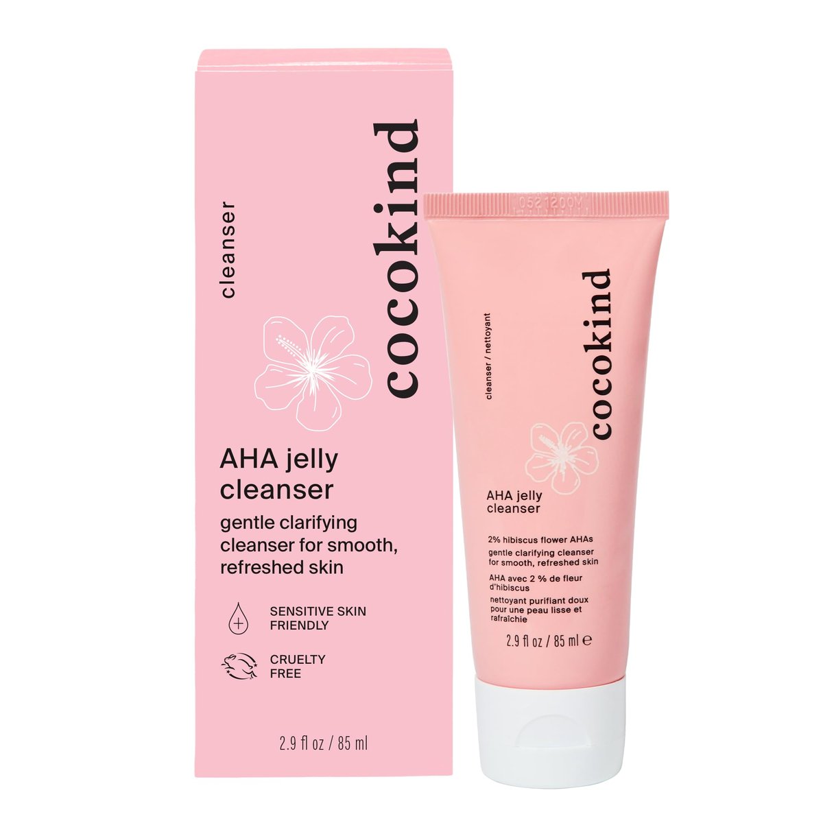 Cocokind AHA Jelly Cleanser – Sanfter Gesichtsreiniger mit AHA, BHA und Hyaluronsäure, Peeling-Reiniger für fettige Haut, 2,9 Fl Oz