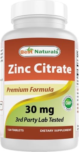 Best Naturals Zink 30 mg als Zinkcitrat – Immununterstützung für Erwachsene, 120 Tabletten