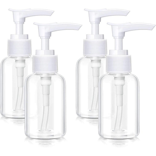 4er-Pack transparente Reise-Pumpspenderflaschen – Mini-Plastik-Schaumspender für Kosmetik, Reinigung, Shampoo – Weiß
