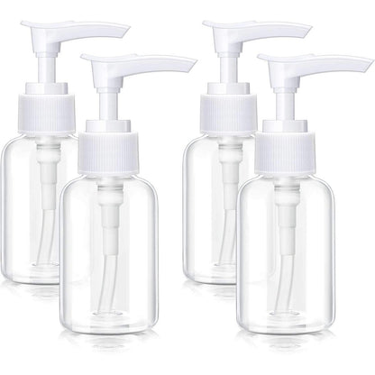 4er-Pack transparente Reise-Pumpspenderflaschen – Mini-Plastik-Schaumspender für Kosmetik, Reinigung, Shampoo – Weiß