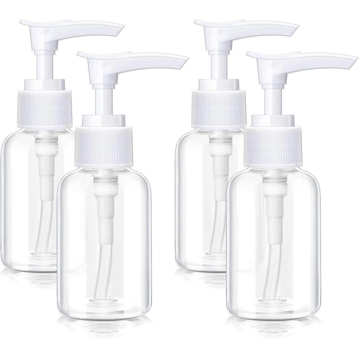 4er-Pack transparente Reise-Pumpspenderflaschen – Mini-Plastik-Schaumspender für Kosmetik, Reinigung, Shampoo – Weiß