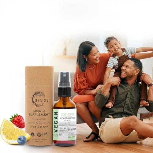 GIVOL Bio Zink Boost Spray 40 mg (Extra Stärke) - Zuckerfrei mit Vitamin C und Holunderextrakt - Veganer Flüssigspray für Kinder und Erwachsene - Leichte Aufnahme - Non-GMO - (60 ml) 60 Tage Vorrat