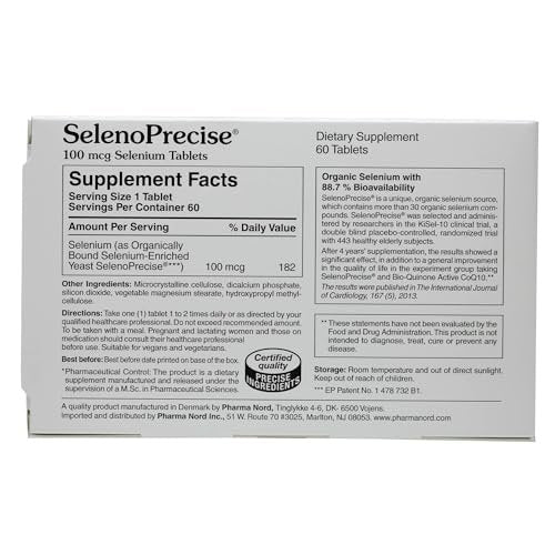Pharma Nord SelenoPrecise Selen 100 mcg – Unterstützung für Schilddrüse, Immunsystem & Antioxidantien, garantierte hohe Absorption, Nicht-GVO, glutenfrei, 60 Tabletten