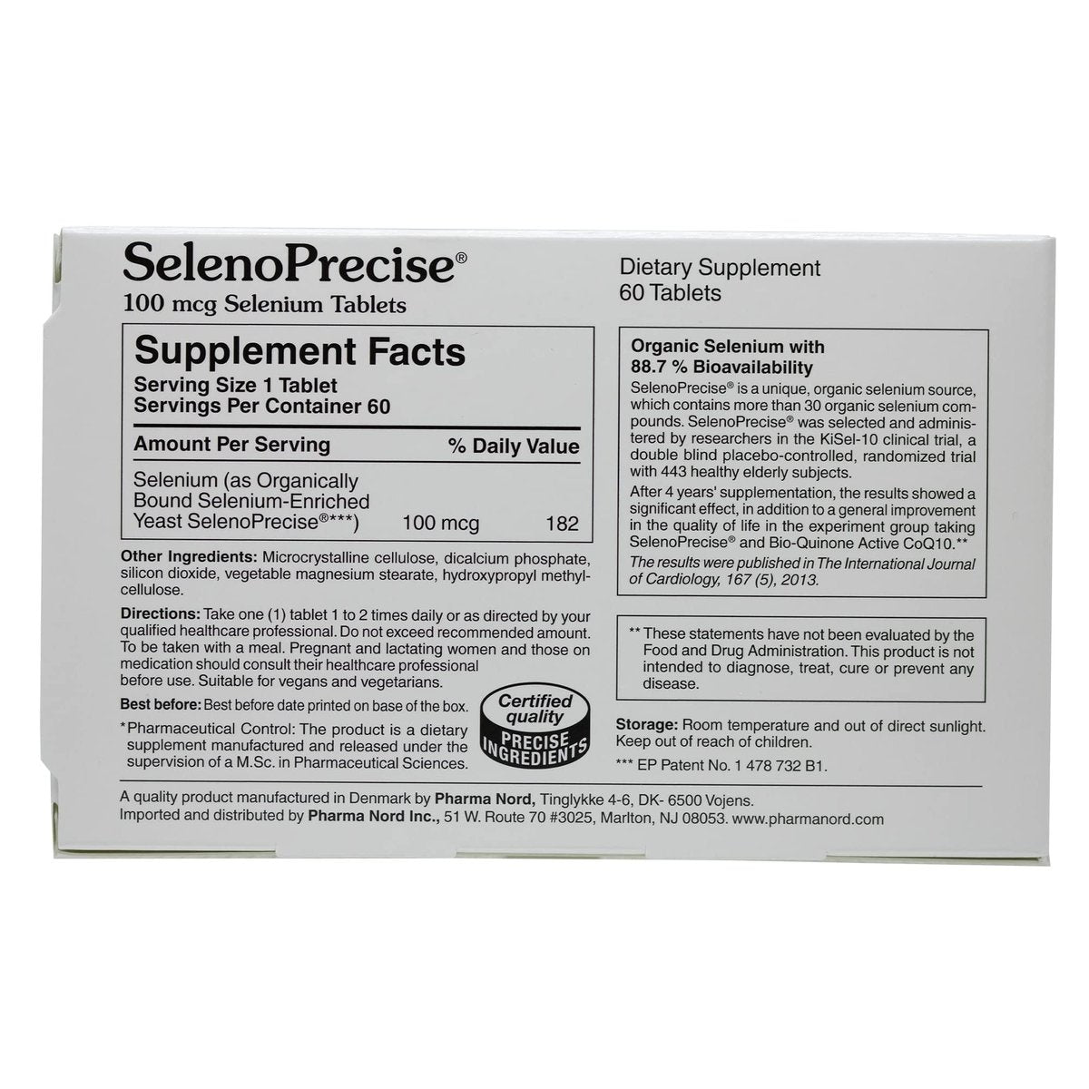 Pharma Nord SelenoPrecise Selen 100 mcg – Unterstützung für Schilddrüse, Immunsystem & Antioxidantien, garantierte hohe Absorption, Nicht-GVO, glutenfrei, 60 Tabletten