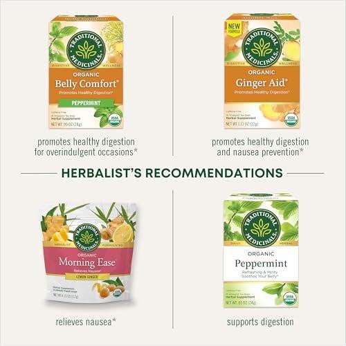 Traditional Medicinals Bio Belly Comfort Lutscher, Zitronen-Ingwer – Unterstützt Übelkeitslinderung und gelegentliche Verdauungsstörungen – Nicht-GVO, stimulanzienfrei – 30 einzeln verpackte Lutscher