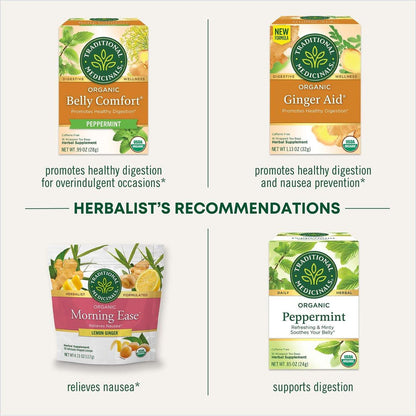 Traditional Medicinals Bio Belly Comfort Lutscher, Zitronen-Ingwer – Unterstützt Übelkeitslinderung und gelegentliche Verdauungsstörungen – Nicht-GVO, stimulanzienfrei – 30 einzeln verpackte Lutscher