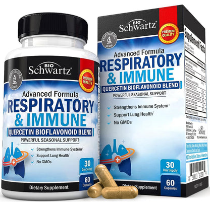 Atmungs- und Immun-Lungenunterstützung mit Quercetin, Vitamin D & Cordyceps – 60 Kapseln