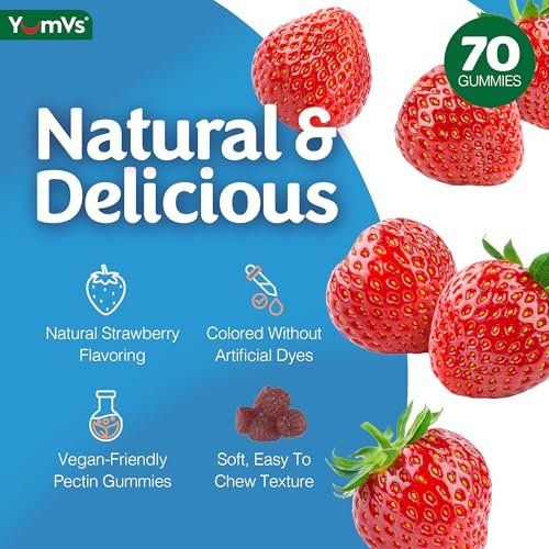 YUM-V'S B-Komplex Gummibärchen mit Vitamin C – 1 pro Tag für Energie & Nervensystem – Vegan, Koscher, Nicht-GVO – 70 Stück