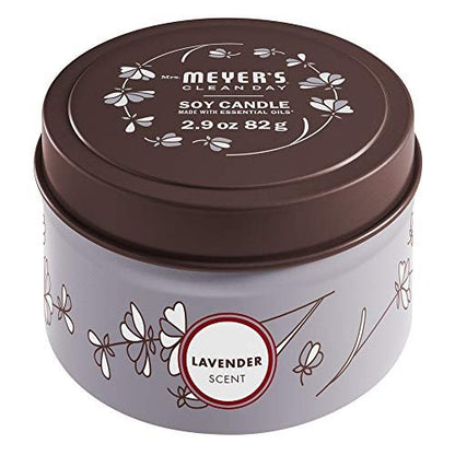 MRS. MEYER'S CLEAN DAY Soja-Tin-Kerze – Lavendel, 12 Stunden Brenndauer, 2,9 Unzen