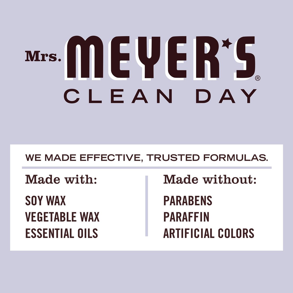 MRS. MEYER'S CLEAN DAY Soja-Tin-Kerze – Lavendel, 12 Stunden Brenndauer, 2,9 Unzen