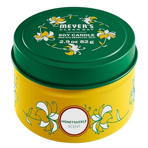 Mrs. Meyer's Clean Day Sojawachs-Kerze im Metalldeckel, Geißblatt, 12 Stunden Brenndauer, 2,9 oz