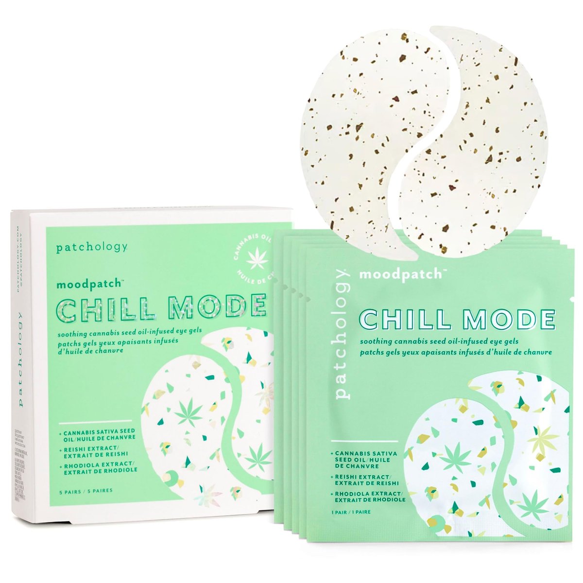 Patchology Chill Mode Augenpflaster – Beruhigende, ölgetränkte Gel-Masken gegen Schwellungen und dunkle Ringe – Ideal für Feuchtigkeit, Reduzierung von Falten und Beruhigung von Schwellungen – 5 Paar