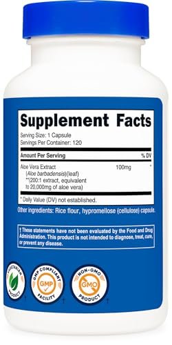 Nutricost Aloe Vera Extrakt 120 Kapseln - 120 Portionen pro Flasche - Glutenfrei & GVO-frei, Vegetarierfreundlich