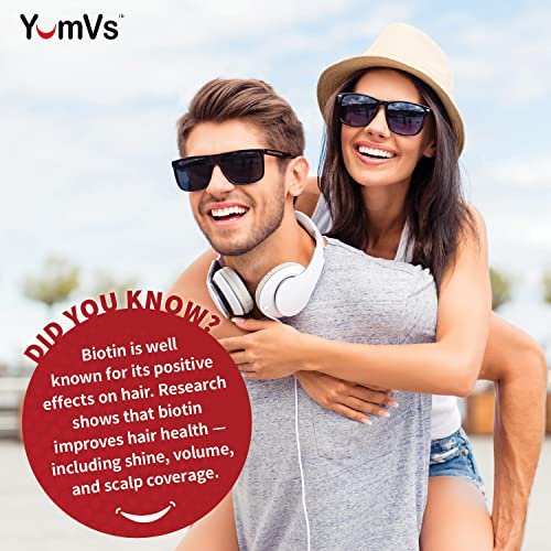 YUM-V's Biotin Gummis – Hochdosierte Biotin Vitamine 5.000 mcg – Natürlicher Himbeergeschmack – Koschere Haar-Haut-Nägel Gummis (100 Stück)