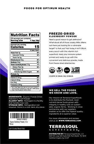 Terrasoul Superfoods Bio Holunderbeerpulver, 113 g – gefriergetrocknet