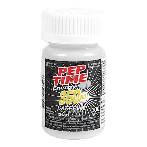 PEPTIME Energy Tabletten – Vitamin B6 & B12 mit 350 mg Koffein pro Portion, 100 Stück – Für körperliche Leistungsfähigkeit und Konzentration