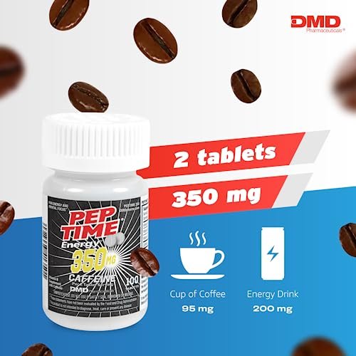 PEPTIME Energy Tabletten – Vitamin B6 & B12 mit 350 mg Koffein pro Portion, 100 Stück – Für körperliche Leistungsfähigkeit und Konzentration